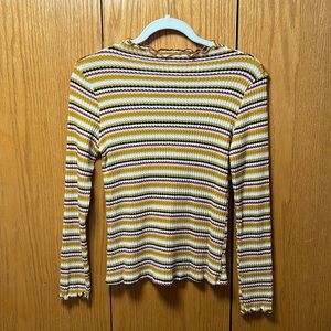 Bohme, warm toned striped mock turtleneck, size M